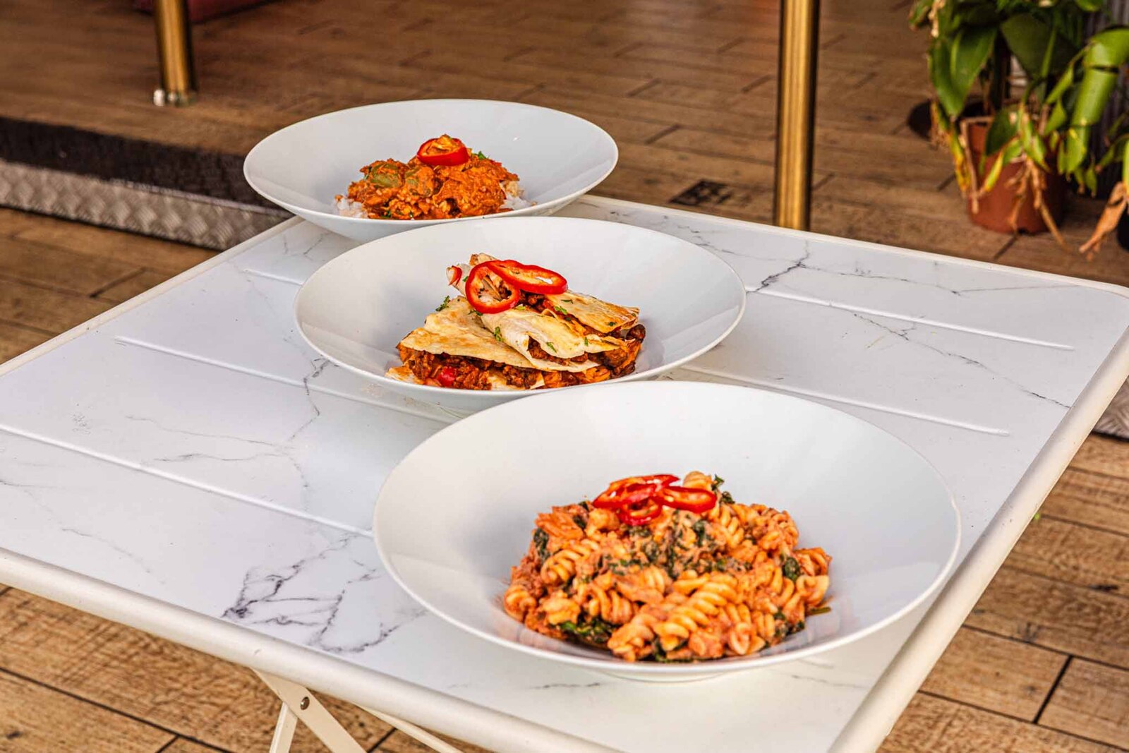 Three Prep 'N' Fresh dishes plated and ready to serve